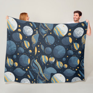 Couverture Polaire motif d'illustration Planètes réalistes