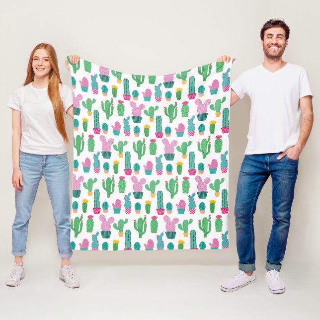 Couverture Polaire Motif d'illustrations de cactus mignonnes modernes (En situation)