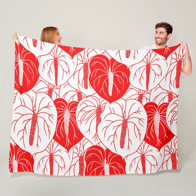 Couverture Polaire Motif d'impression moderne Hawaiian Anthurium (En situation)