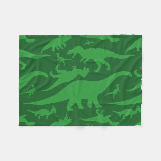 Couverture Polaire Motif Dinosaur Vert (Devant (Horizontal))