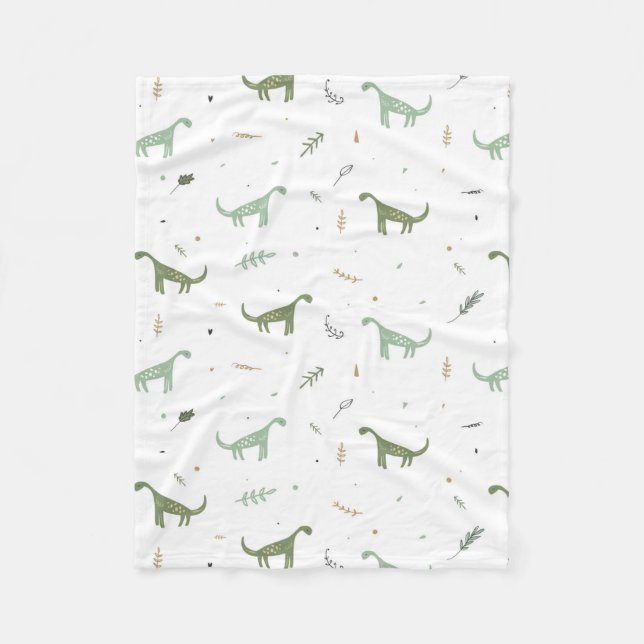 Couverture Polaire Motif Dinosaure Vert (Devant)