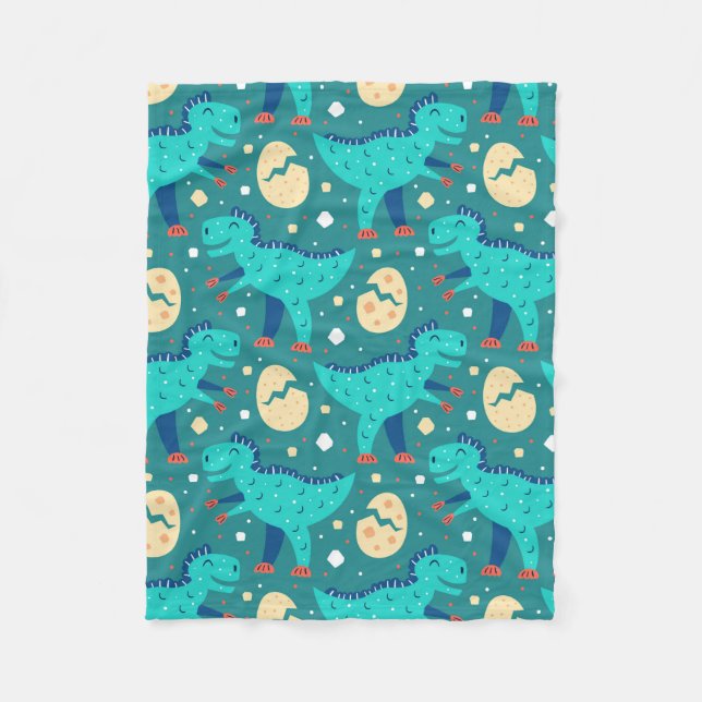 Couverture Polaire Motif d'œufs de dinosaure Dino T-Rex (Devant)