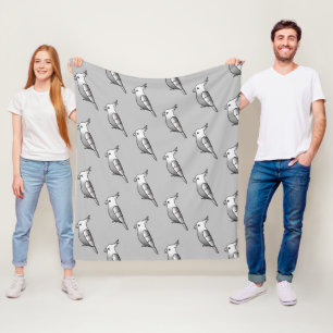 Couverture Polaire Motif d'oiseaux cockatiel à visage blanc de dessin