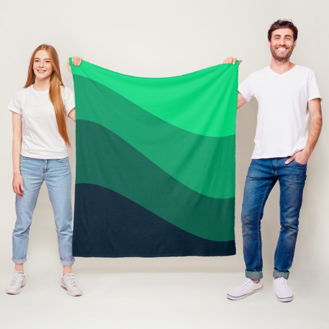 Couverture Polaire Motif d'onde noir vert (En situation)
