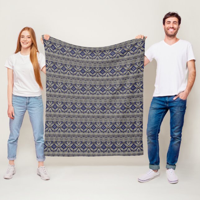 Couverture Polaire Motif d'or de Bohème ethnique (En situation)