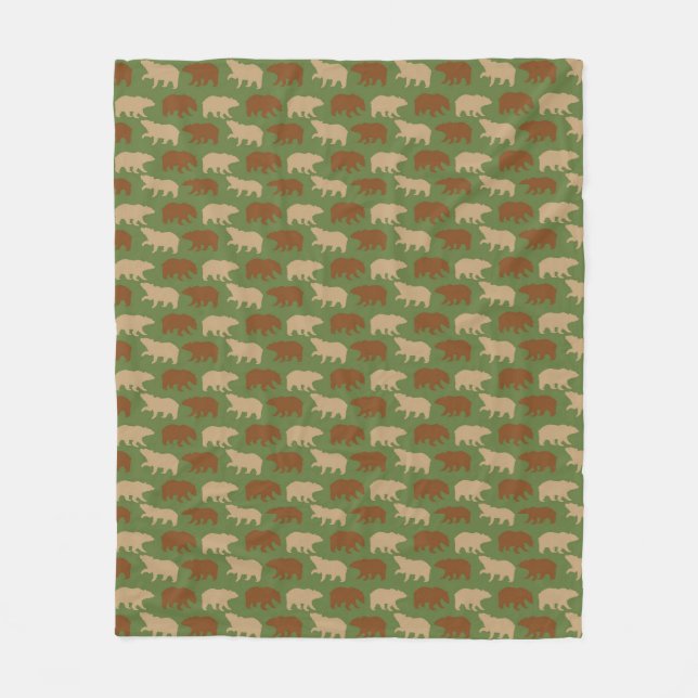 Couverture Polaire Motif d'ours vert (Devant)