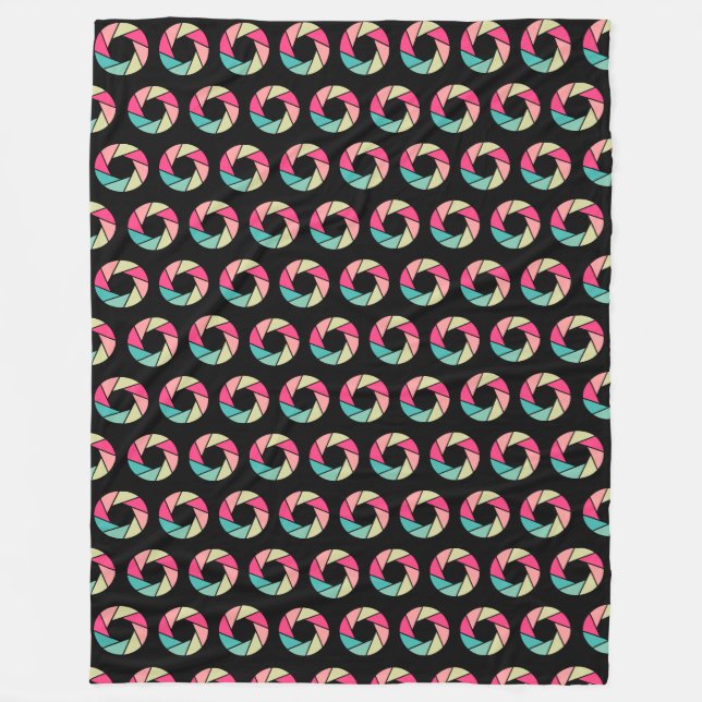 Couverture Polaire Motif d'ouverture - Couleurs sur noir (Devant)