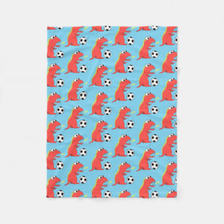 Couverture Polaire Motif drôle bleu du football de dinosaure de bande