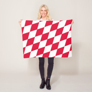 Couverture Polaire Motif du drapeau diamant de Bavière rouge et blanc