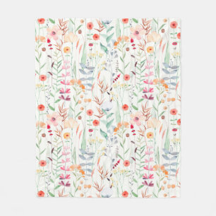 Couverture Polaire Motif du jardin de fleurs Pastel