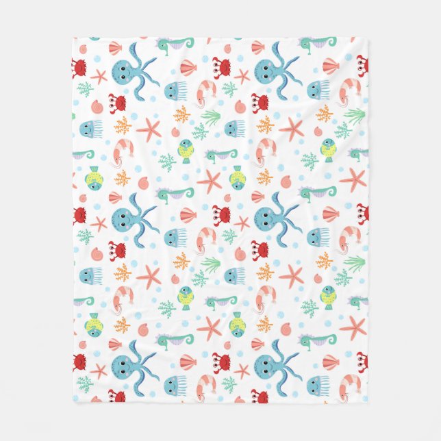 Couverture Polaire Motif du monde marin (Devant)