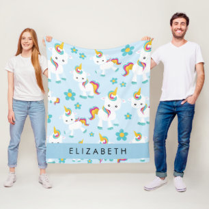 Couverture Polaire Motif D'Unicornes, De Bonnes Unicornes, Votre Nom