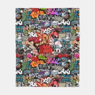 Couverture Polaire Motif dynamique urbain d'art de graffiti d'art de