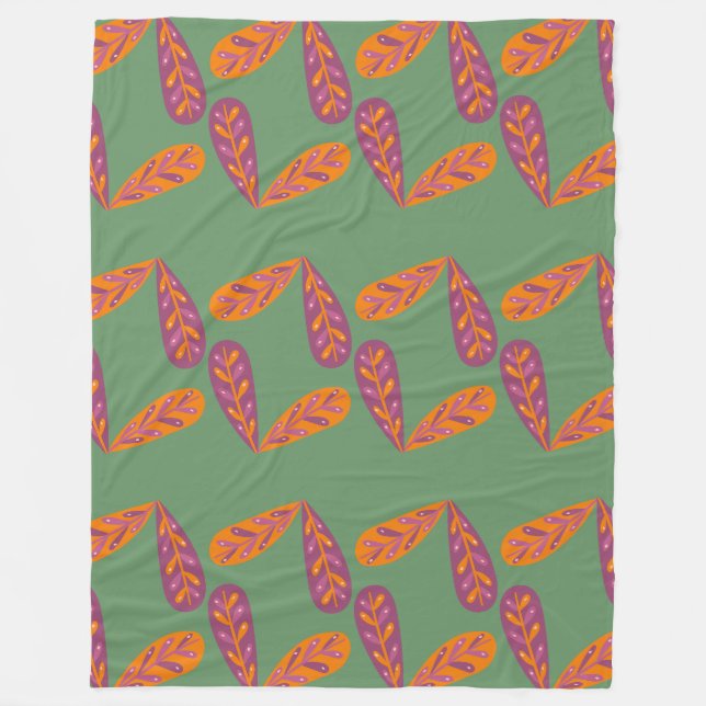 Couverture Polaire Motif Earthy Feather (Devant)