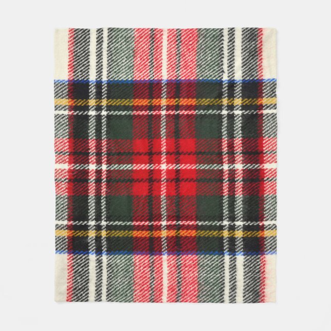 Couverture Polaire Motif écossais tartan. Laine rouge et blanche plai (Devant)