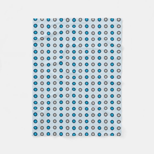 Couverture Polaire Motif élégant à points Polka bleu et argent (Devant)