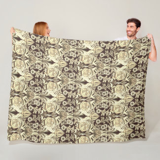 Couverture Polaire Motif élégant de fleurs beige vintage victorien