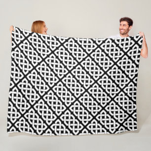 Couverture Polaire Motif élégant de nœud celtique noir et blanc