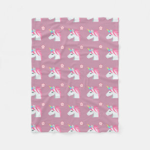 Couverture Polaire Motif Emoji Fleur Unicorne Rose Cute Girl