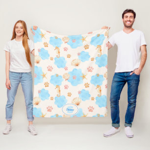 Couverture Polaire Motif Empreinte de patte d'inspiration océanique a