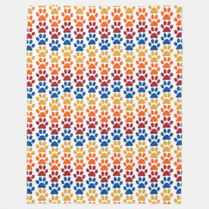 Couverture Polaire Motif Empreinte de Patte en Rouge, Bleu, Jaune, Or