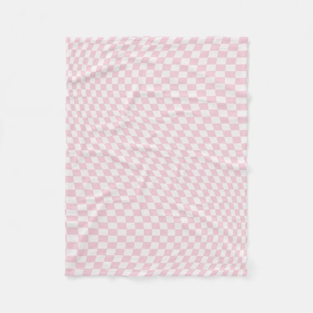 Couverture Polaire Motif en damier rose pastel À damiers Wavy (Devant)