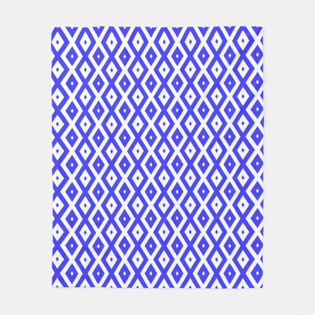 Couverture Polaire Motif en diamant bleu et blanc (Devant)