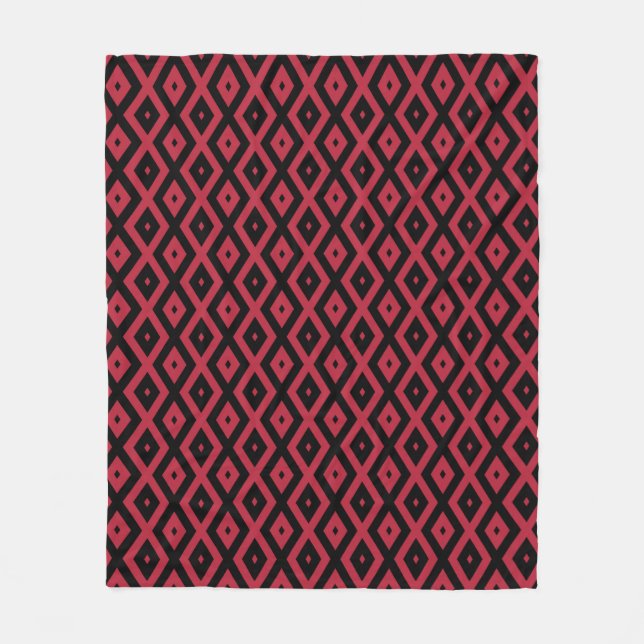 Couverture Polaire Motif en diamant rouge et noir (Devant)