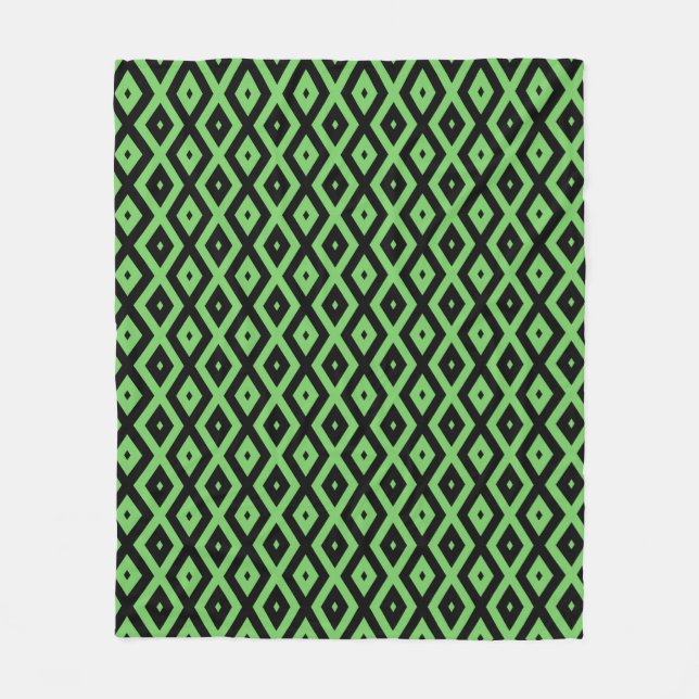 Couverture Polaire Motif en diamant vert citron et noir (Devant)