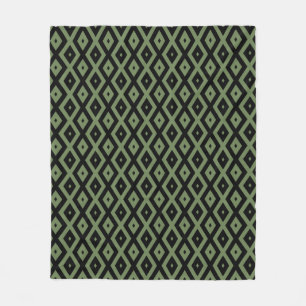 Couverture Polaire Motif en diamant vert olive et noir