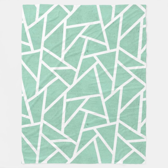Couverture Polaire Motif en mosaïque verte et blanche (Devant)