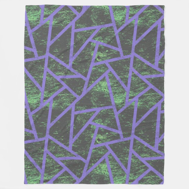 Couverture Polaire Motif en mosaïque violet et verte (Devant)