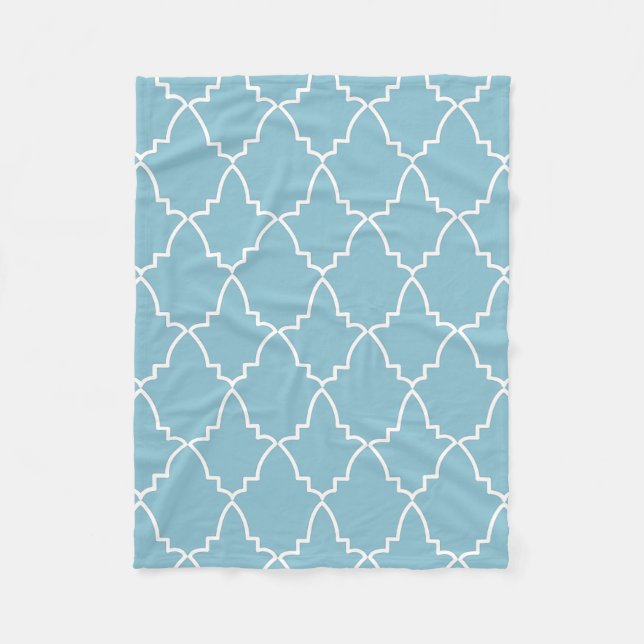 Couverture Polaire Motif en treillis marocain bleu clair (Devant)