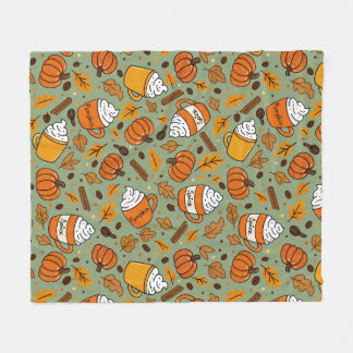 Couverture Polaire Motif Épice de Citrouille | Amateur de Café Automn