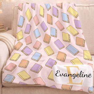 Couverture Polaire Motif esthétique de livre pastel personnalisé rose