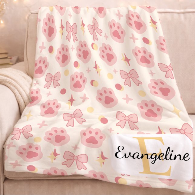 Couverture Polaire Motif esthétique personnalisé avec un nœud, chatte (Créateur téléchargé)
