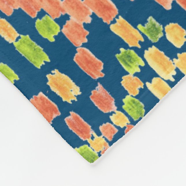 Couverture Polaire Motif ethnique coloré Ikat en bleu (Coin)