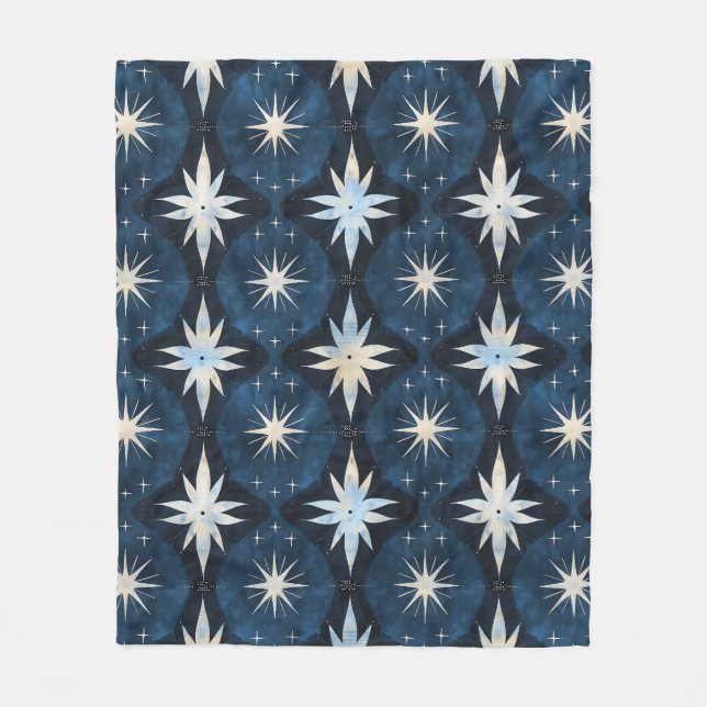 Couverture Polaire Motif étoile bleu rétro (Devant)