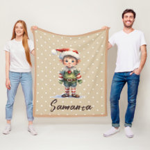 Motif étoile gnome bleu beige nom