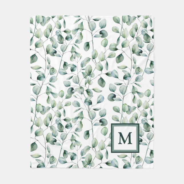 Couverture Polaire Motif Eucalyptus aquarelle (Devant)