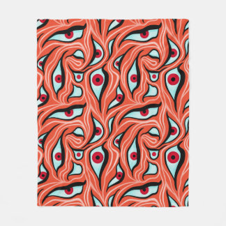 Couverture Polaire Motif Evil Eyes - Abstrait Red Eyes sur Orange