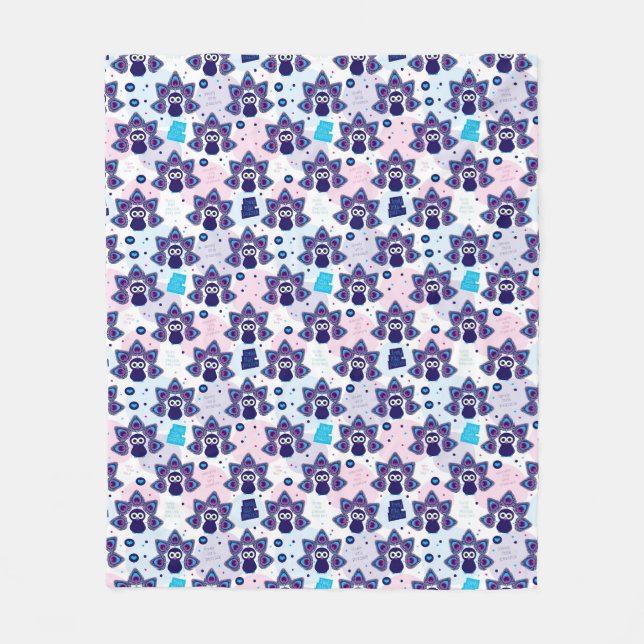 Couverture Polaire motif exotique de paon de l'Inde (Devant)