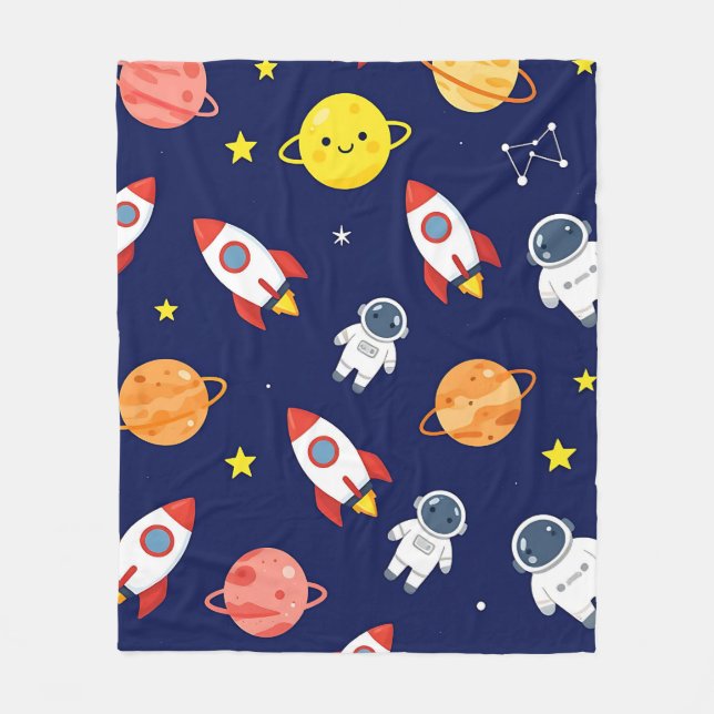 Couverture Polaire Motif Explorateur Spatial Mignon pour Enfants (Devant)