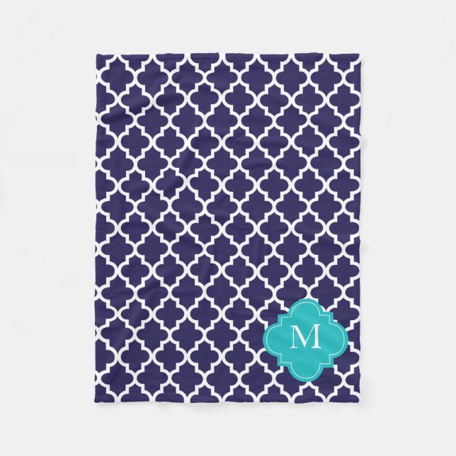 Couverture Polaire Motif fait sur commande de Quatrefoil de turquoise (Devant)