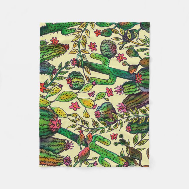 Couverture Polaire Motif famille Cactus (Devant)