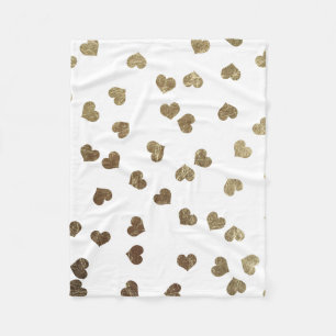 Couverture Polaire Motif fascinant de coeurs d'or de Faux