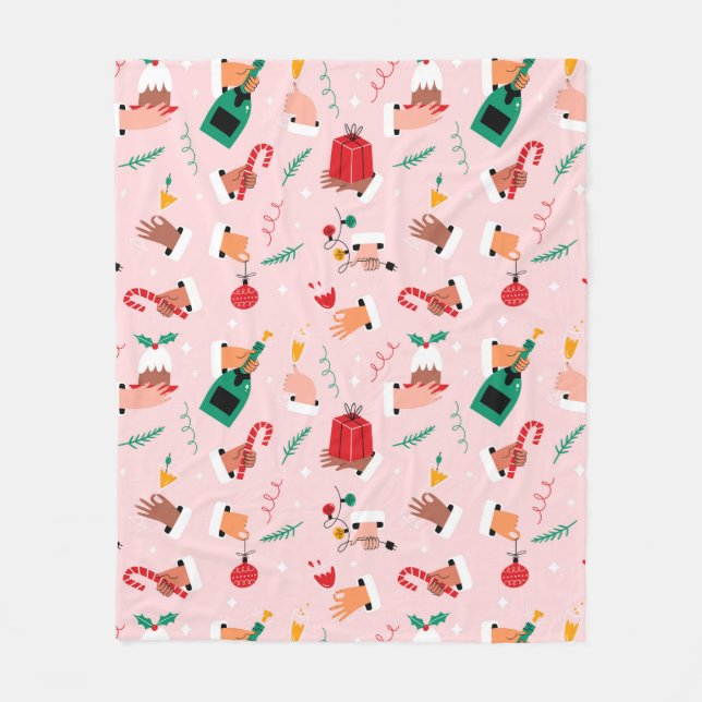 Couverture Polaire Motif Festif des Mains de Vacances (Devant)