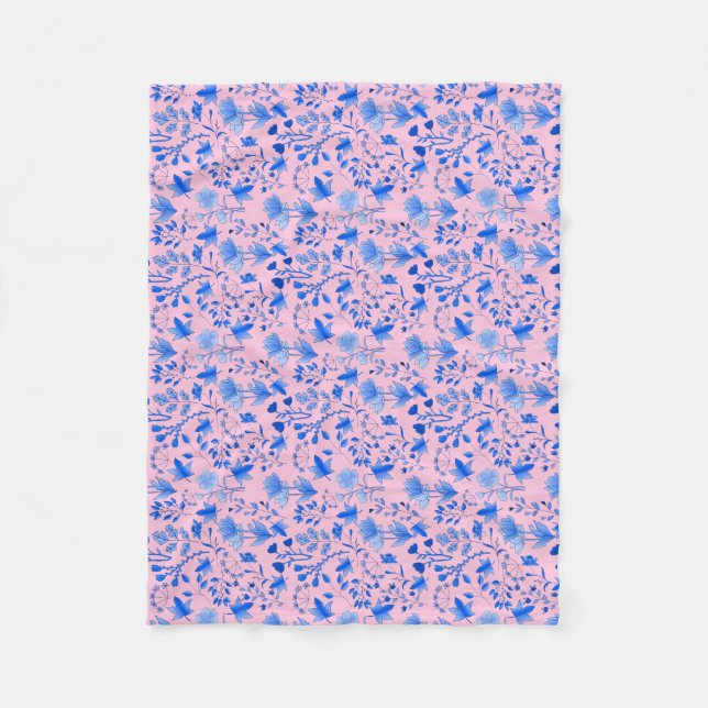 Couverture Polaire Motif feuille 12.bw LPink BG (Devant)