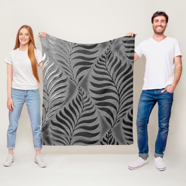 Couverture Polaire Motif Feuille argent (En situation)