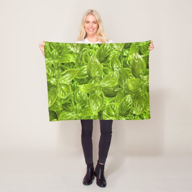 Couverture Polaire Motif Feuille Basil (En situation)